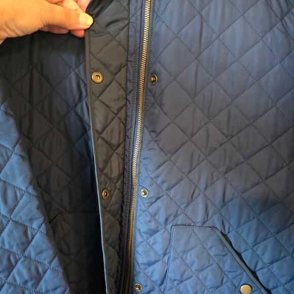 Lands End Womens Quilted Barn Chore Coat Size Large Navy Blue - Picture 4 of 6